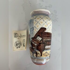 Liz Lawrence Hand-Painted Earthware Vase| Piano